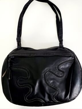 Black Leather Italian Style Shoulder Bag